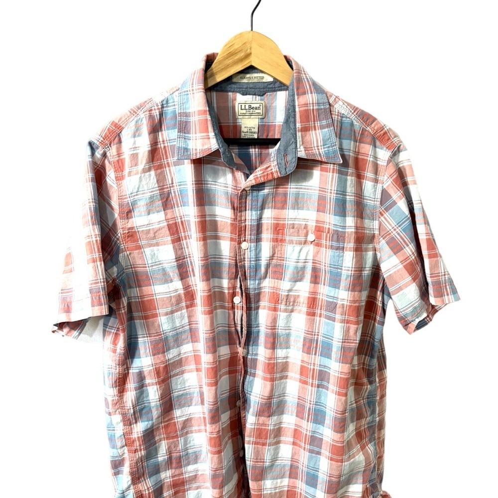 L.L. Bean Men's Casual Red and Blue Checkered Shirt